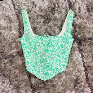Green corset with flower pattern
